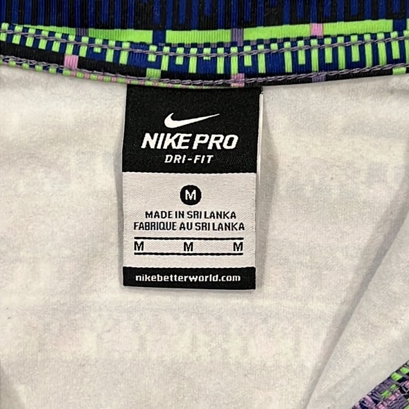 Nike Pro Dri Fit Patterned Green and Purple Women's Top Size Medium Athleisure - Picture 4 of 7